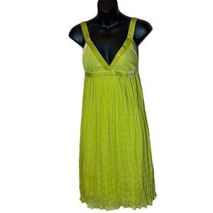 Y2K 90s babydoll dress womens small green velvet gauzy fairycore vibrant